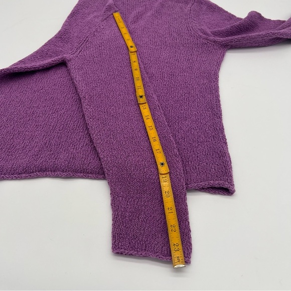 Eileen Fisher Purple Textured V-Neck Cotton Blend Sweater – Size L – Soft Knit - Picture 12 of 12